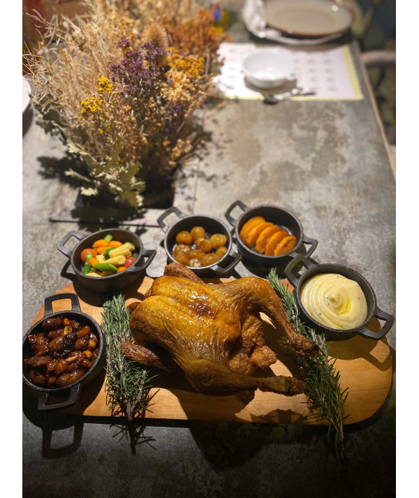 Pollo de corral rustido a...