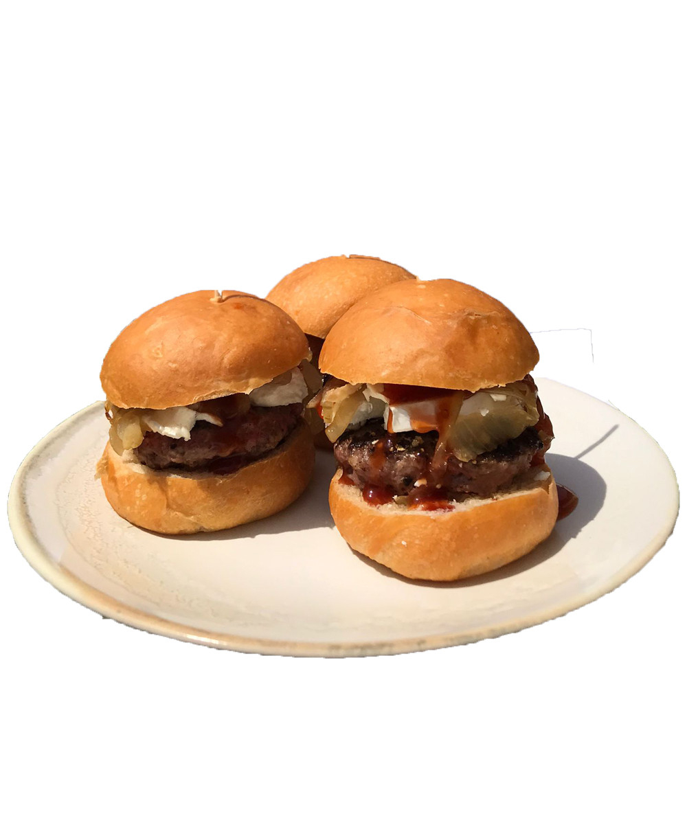 Mini Goat Cheese Burgers and Tomato Jam