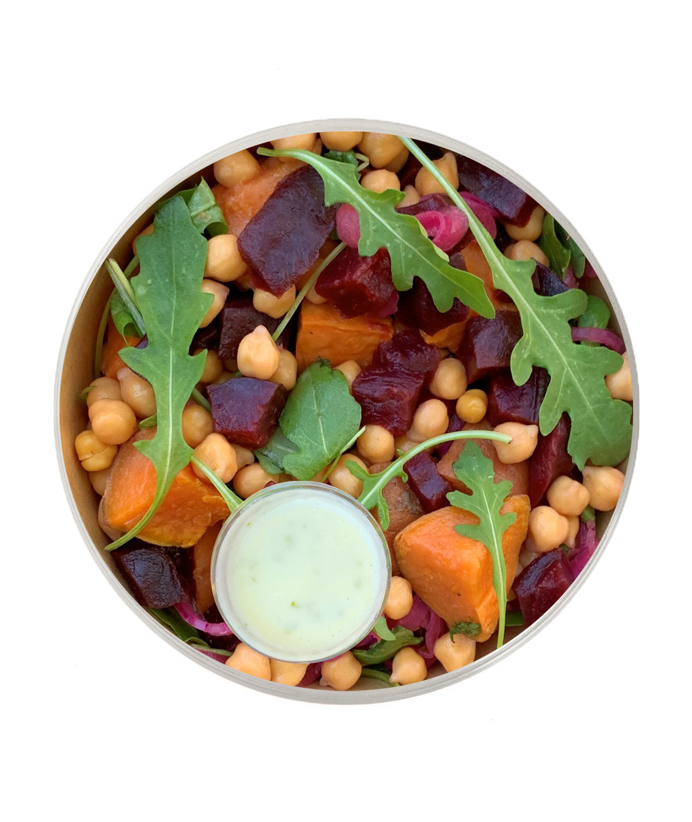 Chickpea Salad with Sweet Potato and Beet