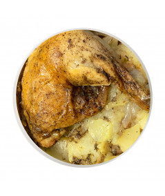 Pollastre a l'ast amb carxofes