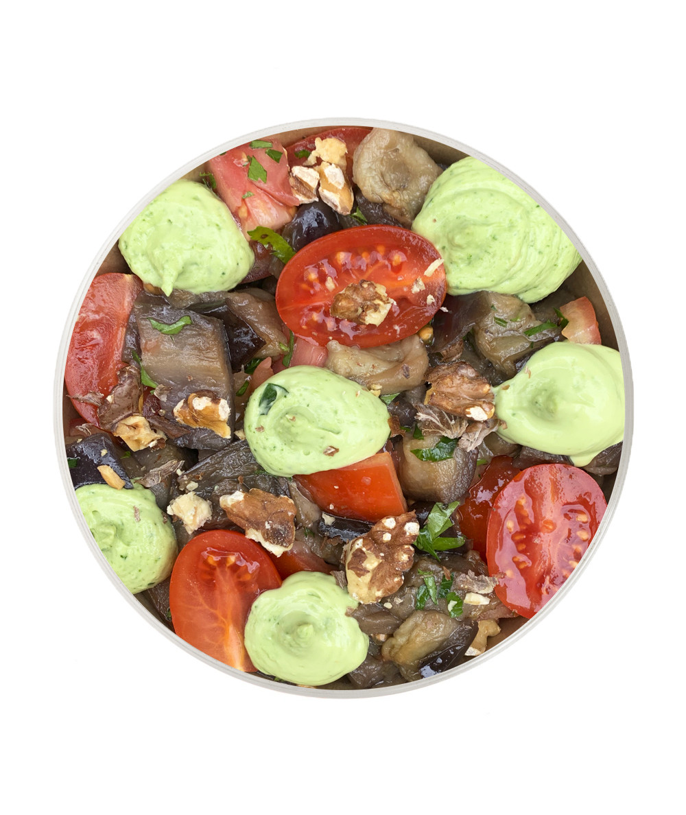 Eggplant, Tomato and Avocado Pesto Salad