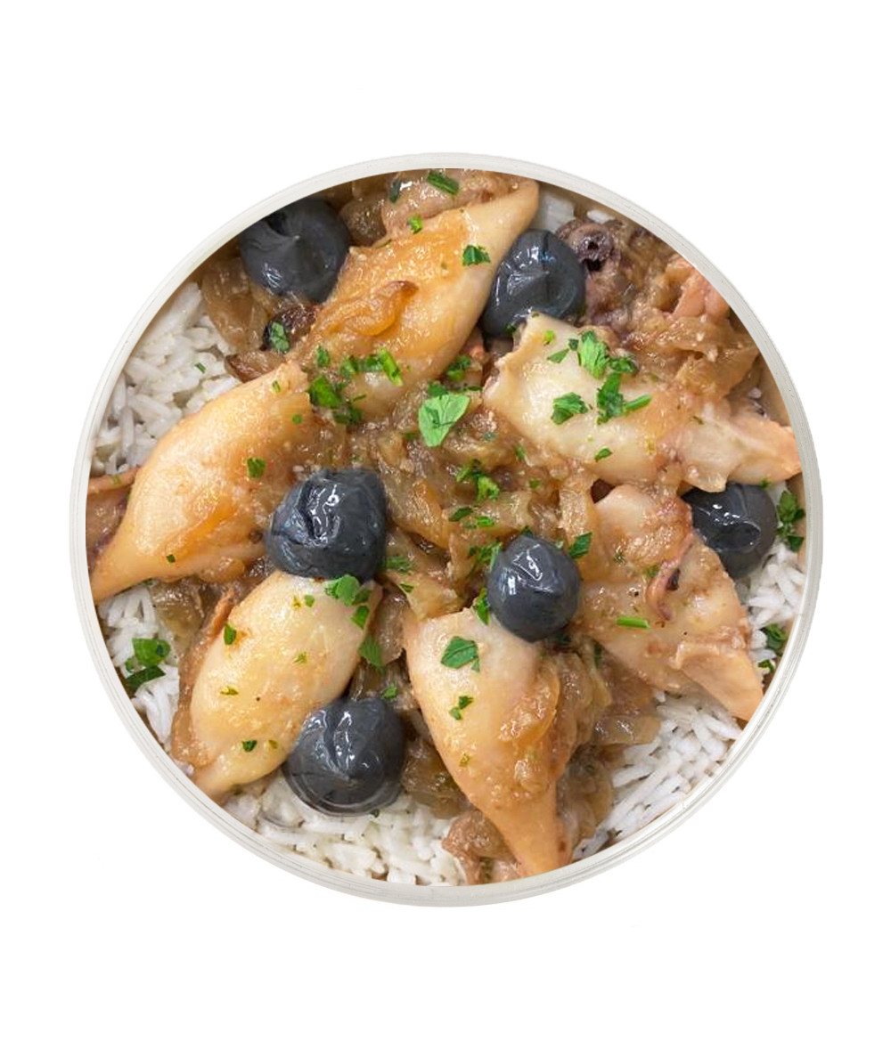 Squid with onions and rice