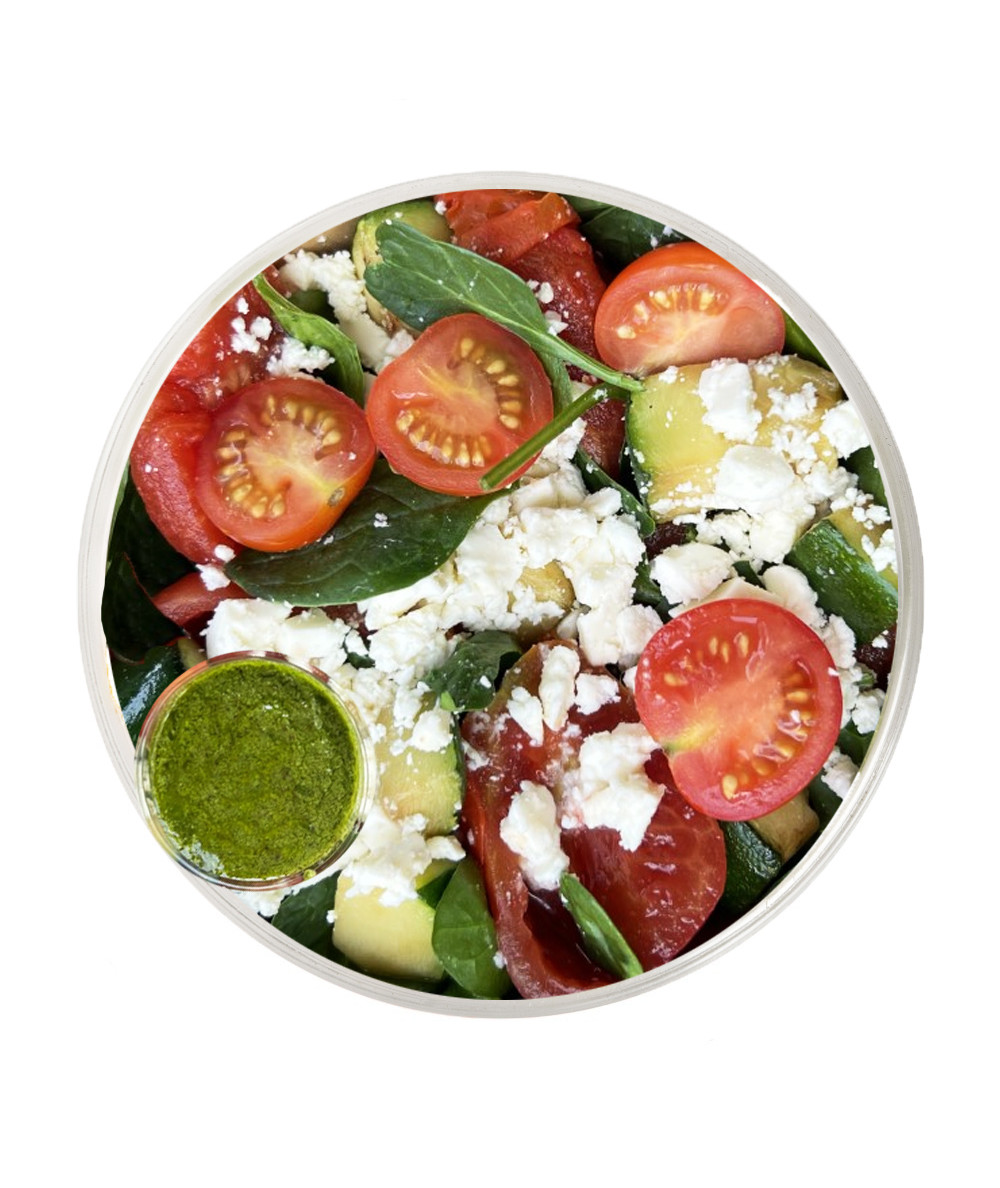 Zucchini, Spinach, Cherry Tomato, and Feta Cheese Salad