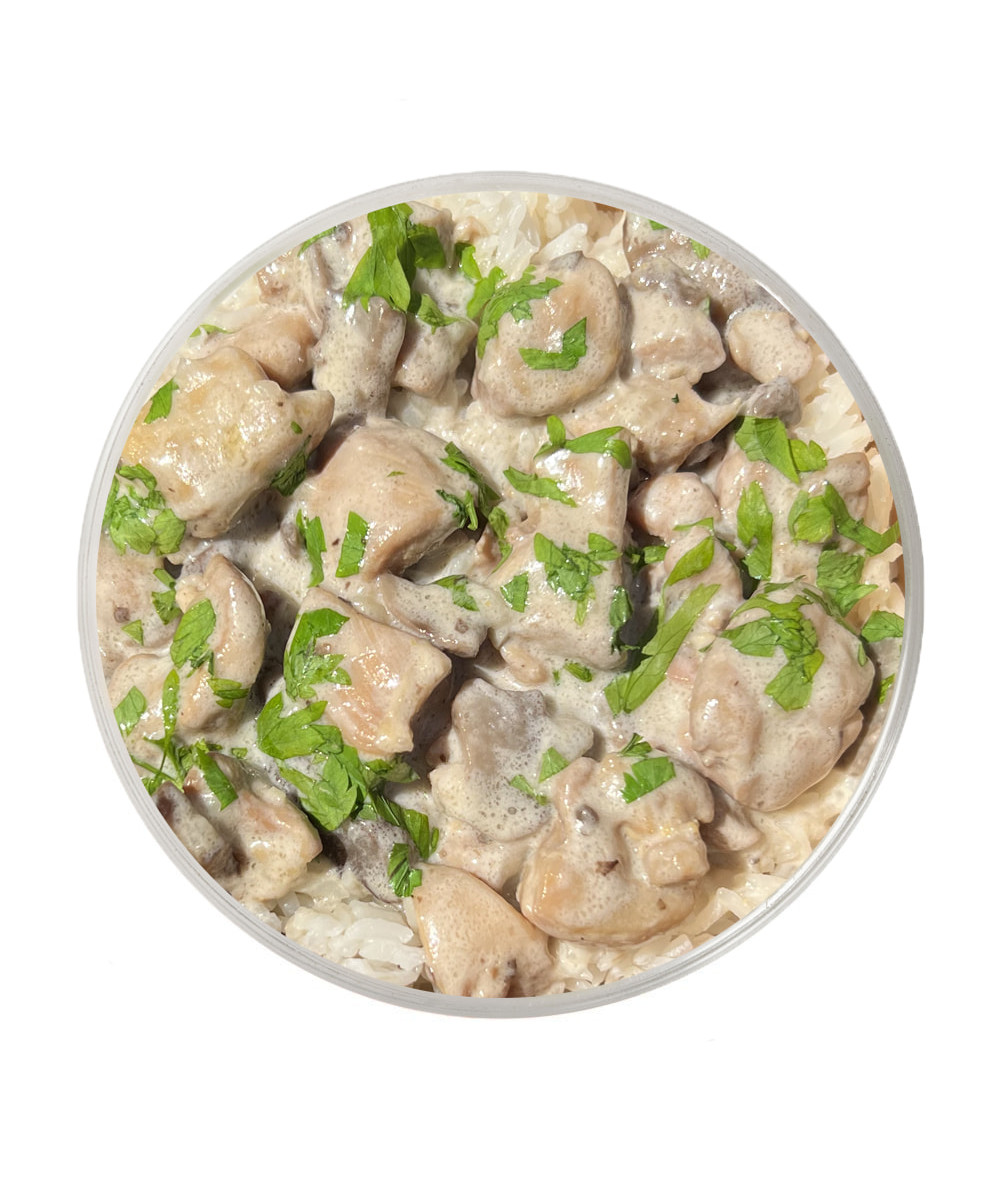 Chicken with mushrooms and rice