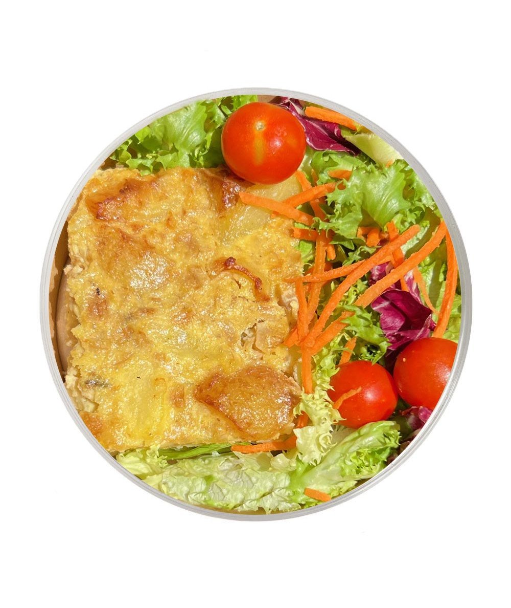 Potato omelette with green salad