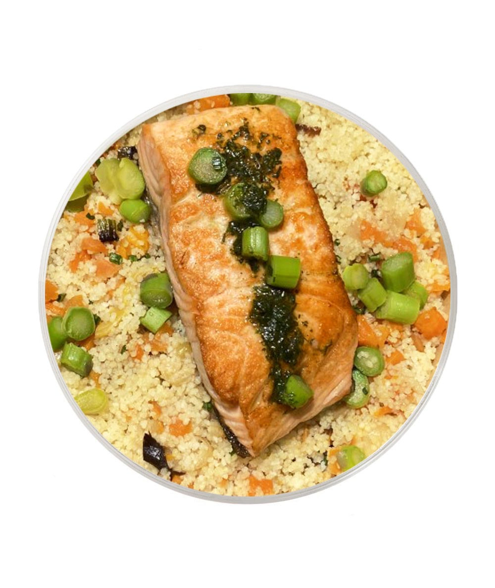 Grilled salmon with cous cous