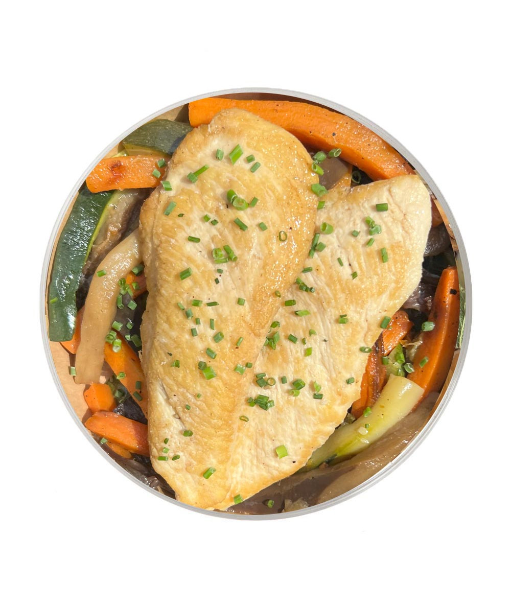 Grilled Chicken with Vegetable Wok