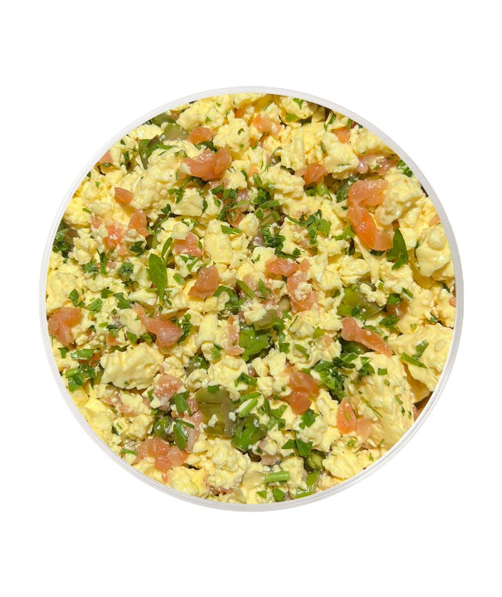 Scrambled eggs with salmon