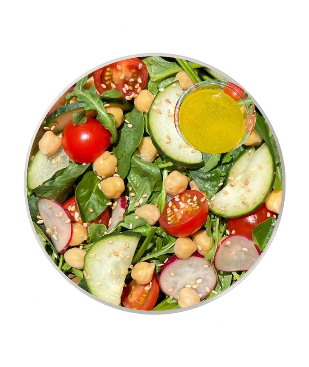 Spinach, Cherry Tomato, Cucumber & Chickpea Salad