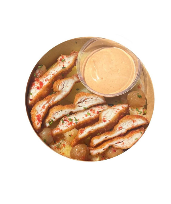 Breaded chicken with...