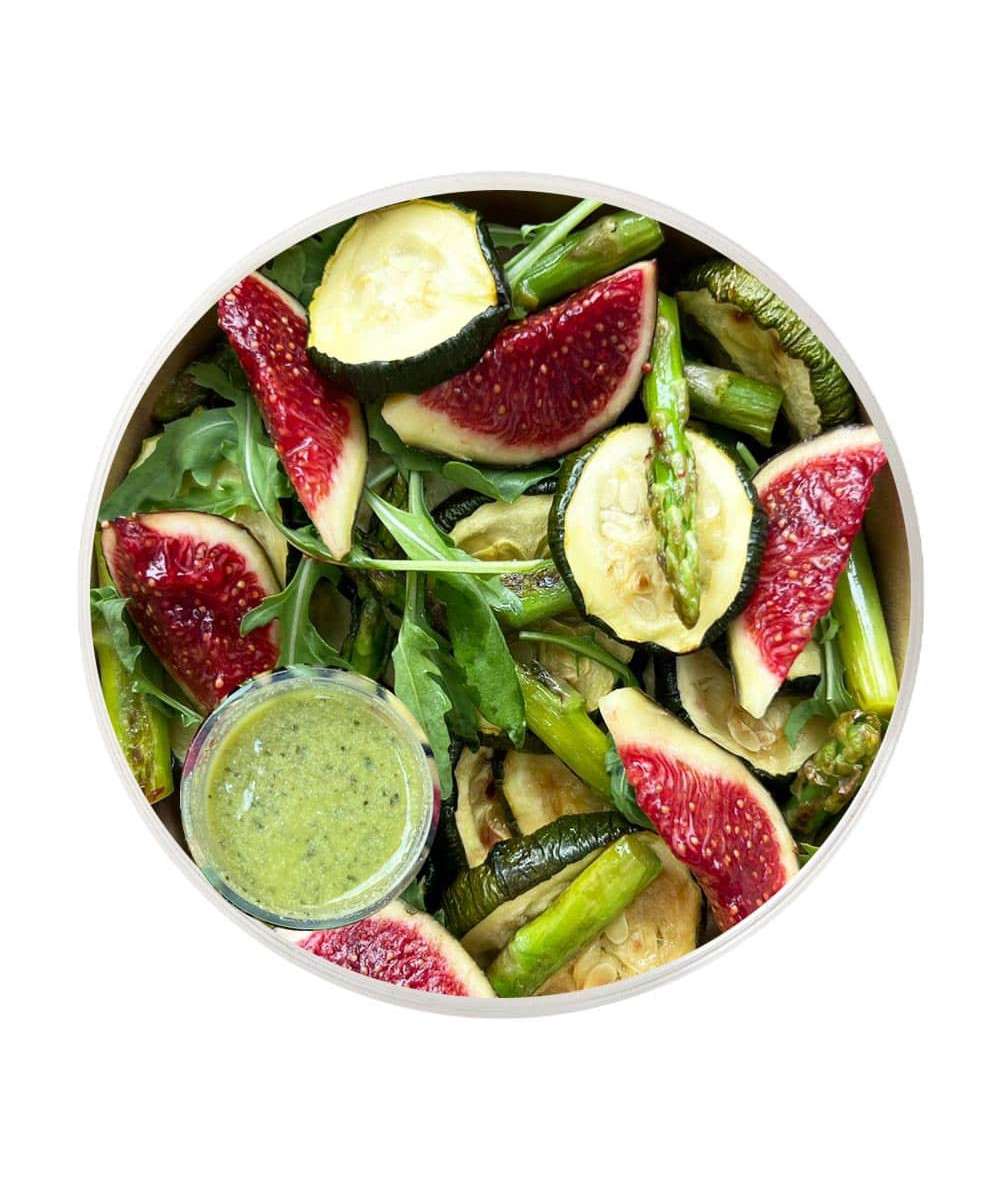 Sauteed Zucchini, Green Asparagus, Fig & Arugula Salad