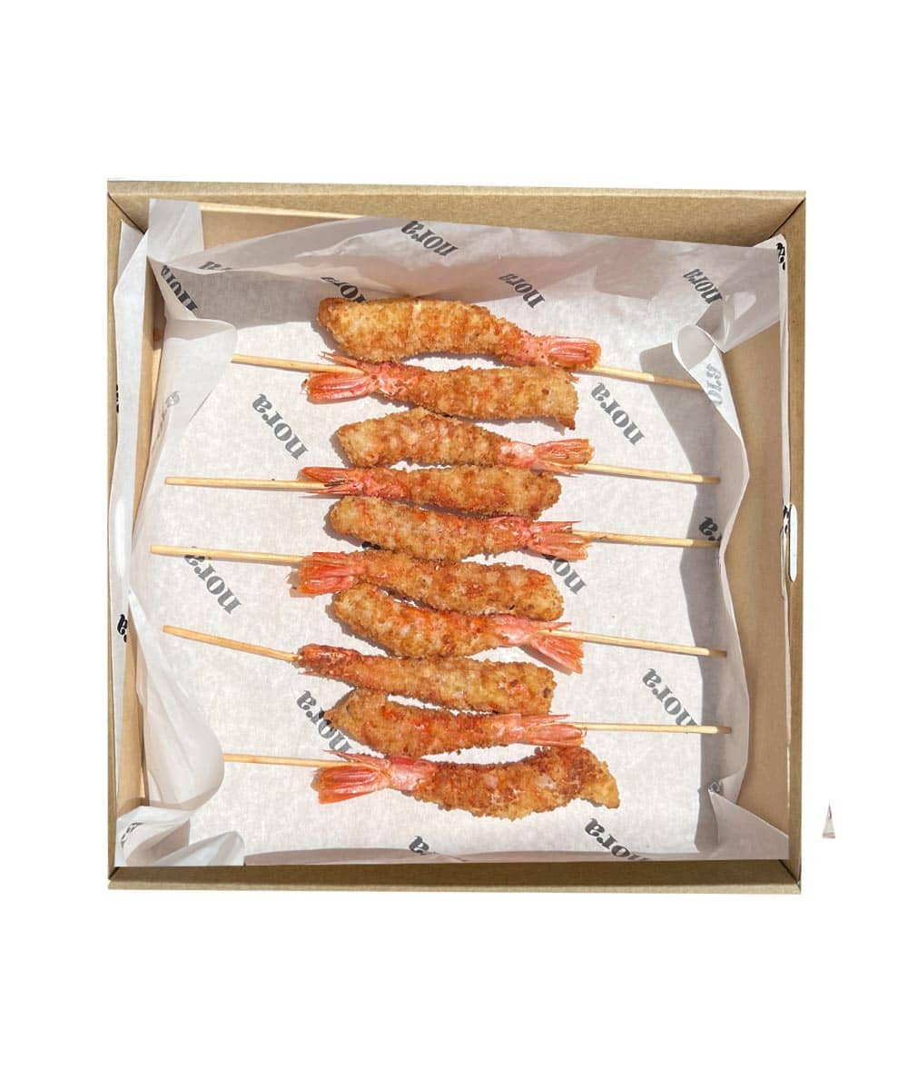 Brocheta de Langostinos con Pan Japonés