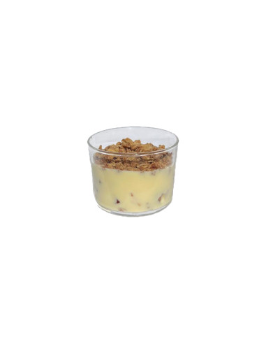 Crumble con manzana asada y crema inglesa