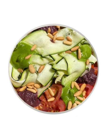 Carpaccio de Calabacín, Tartar de Tomate & Olivada