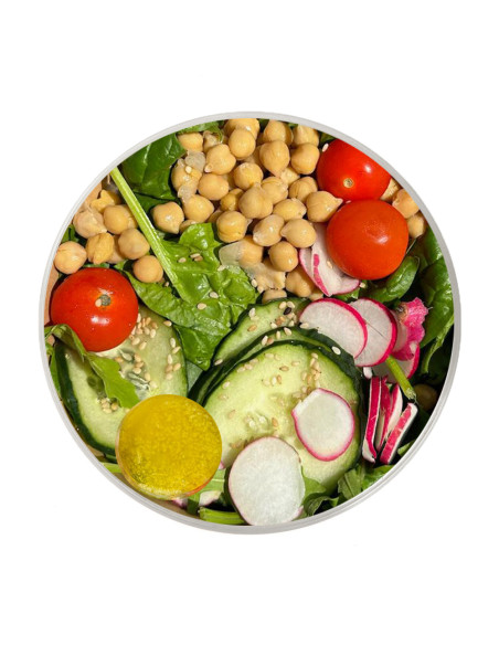 Ensalada de Espinaca, Tomate Cherry, Pepino & Garbanzos