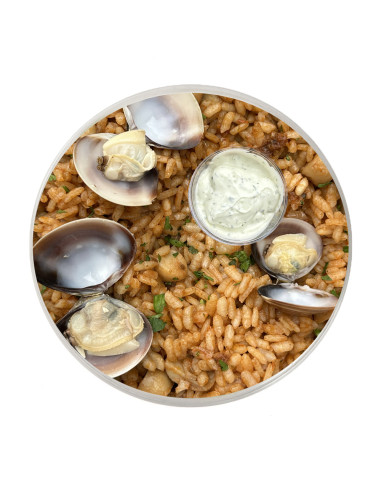 Rice fish "paella" with clams