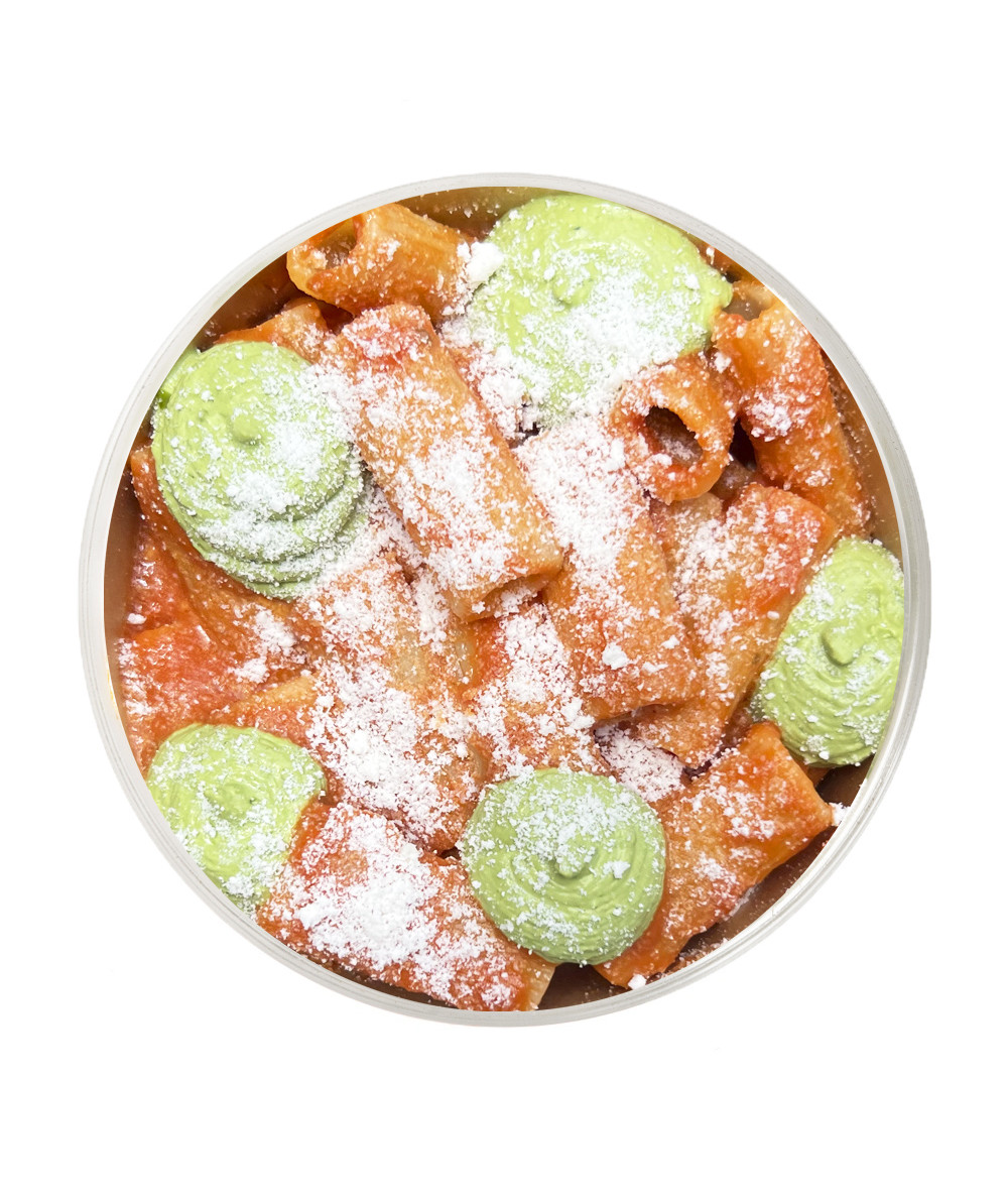 Rigatoni with Tomato Sauce & Pesto