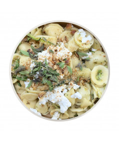 Vegan Casarecce with Sautéed Zucchini, Vegan Feta Cheese & Lemon