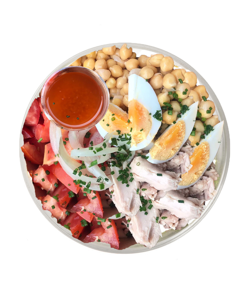 Ensalada de Garbanzos, Huevo, Atún,...