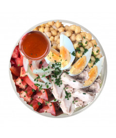 Chickpea Salad, Egg, Tuna, Onion & Tomato