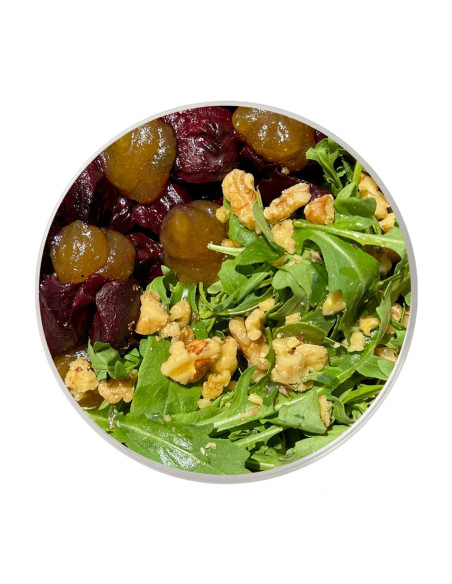 Beetroot Salad with Apple Compote, Arugula, and Walnuts