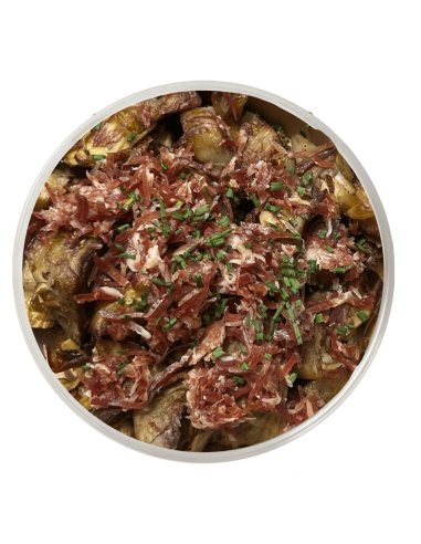Carxofes amb Virutes de Pernil Ibèric
