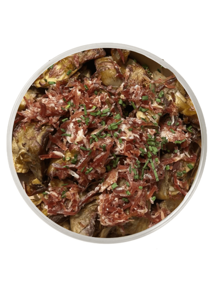 Carxofes amb Virutes de Pernil Ibèric