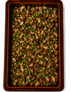 mix of mushrooms and peas