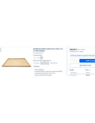 Bandeja de madera evasion 32,5 x 26,5...