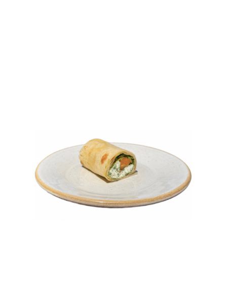 Mini Wrap of Salmon, Avocado, and Arugula