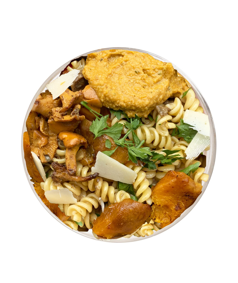 Fusilli Bowl de Setas y Calabaza